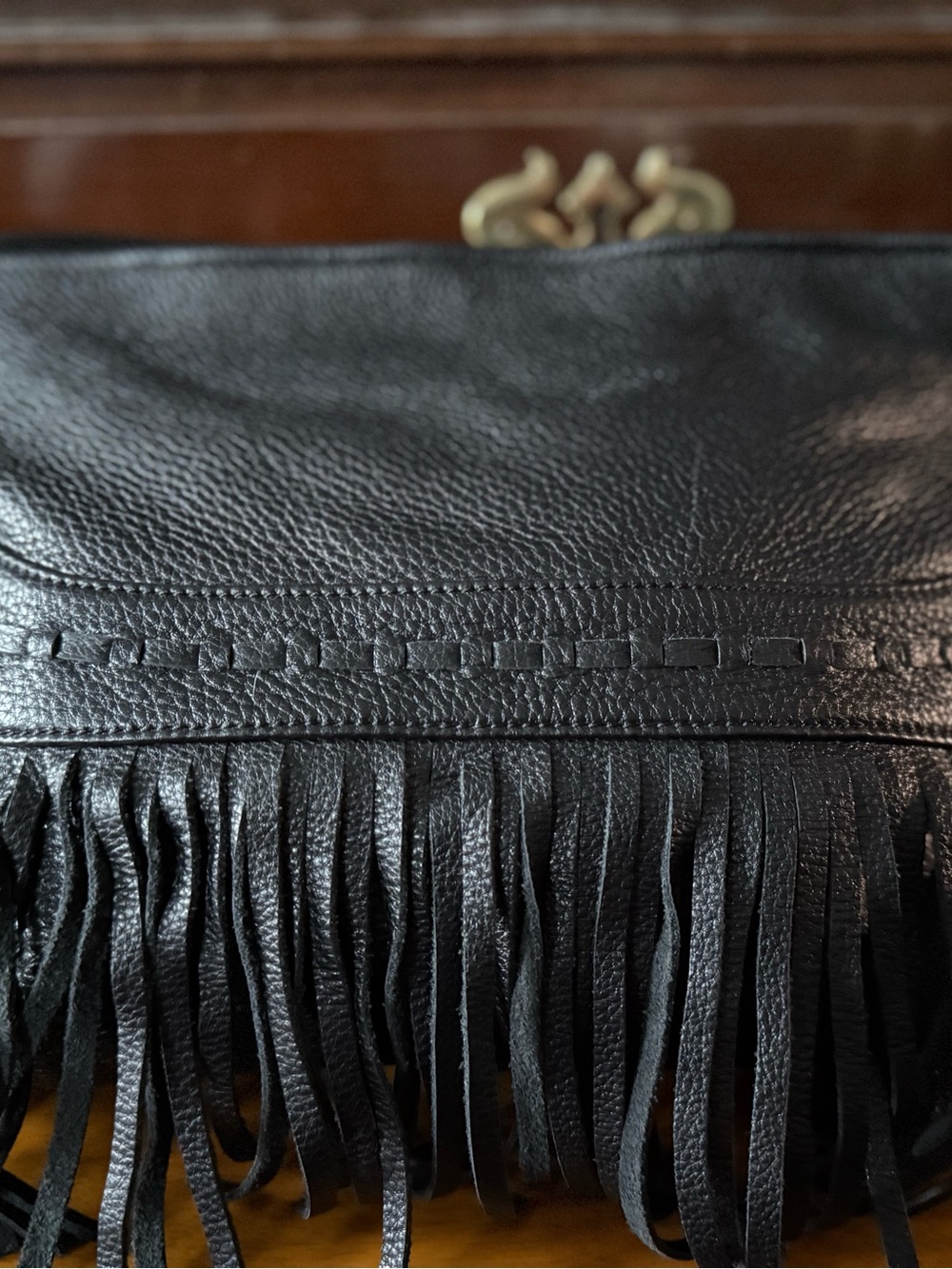 Aimee Kestenberg Black and Silver Hobo Bag with Fringe - Picture 7 of 9